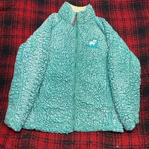 Puppie Love Full Zip Teal Sherpa Jacket